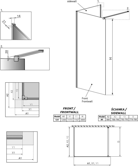 Душевая перегородка Radaway Modo New Black IV 120x80