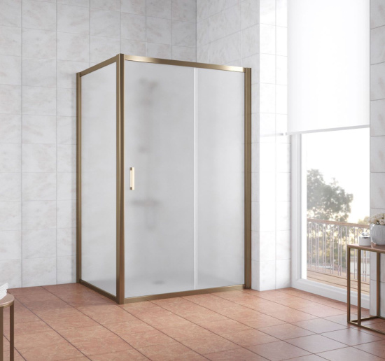 Душевой уголок Vegas Glass ZP+ZPV 140*90 05 10 профиль бронза, стекло сатин