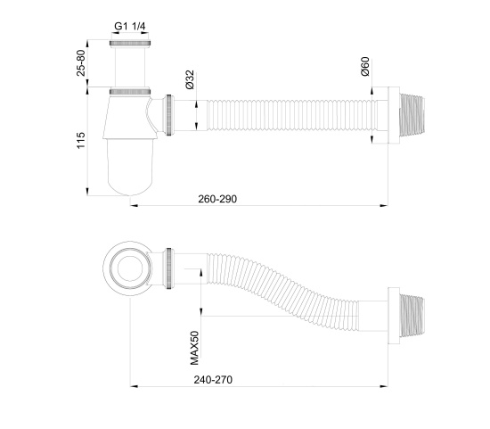 Сифон для раковины Wonzon & Woghand WW-88SS102-MB
