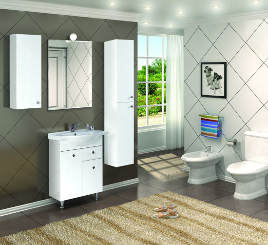 Тумба с раковиной Aquaton Лиана 60 М с бельевой корзиной, напольная