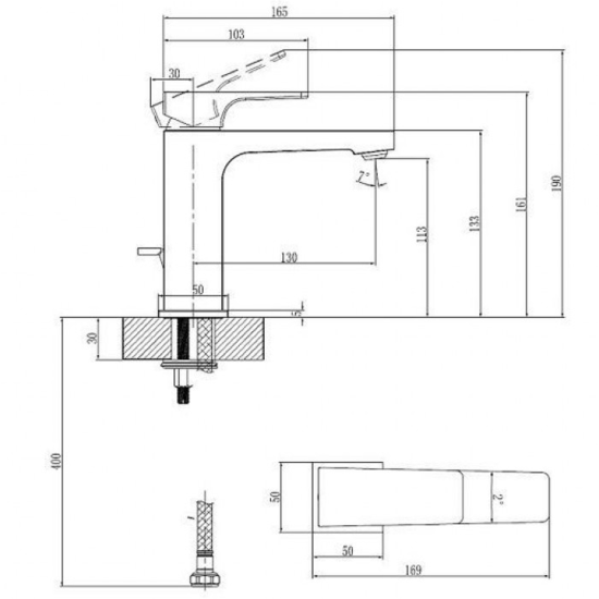 Смеситель для раковины Villeroy & Boch Architectura Square TVW125004000K5