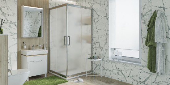 Душевой уголок Stworki Дублин 100x100 см профиль хром глянец, стекло матовое