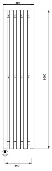 Полотенцесушитель электрический Secado Бергамо 5К 1000/280 L, черный матовый