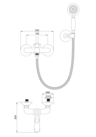 Смеситель для ванны Wonzon & Woghand Steam WW-88639008-BG