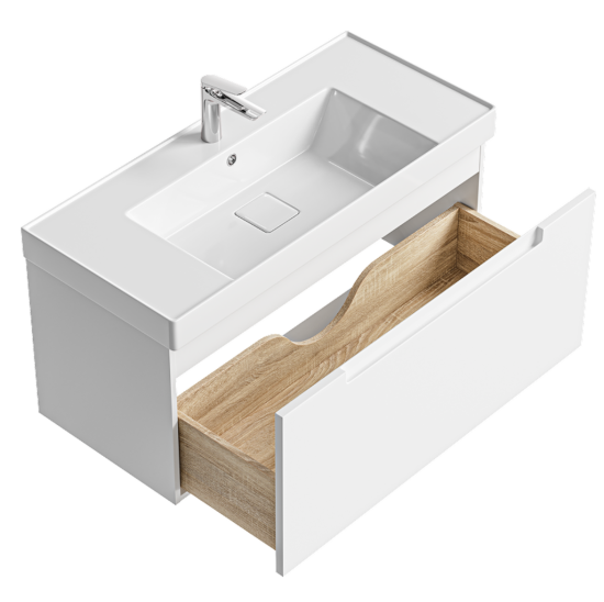 Тумба с раковиной Aqwella Vancouver 100 подвесная, белая