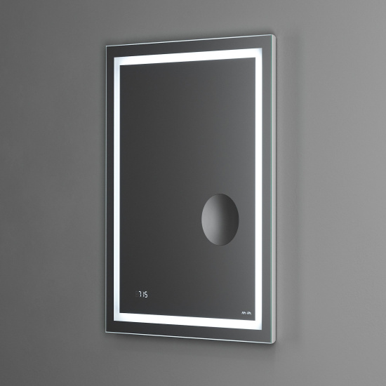 Зеркало AM.PM Gem 55 с LED-подсветкой, часами и косметическим зеркалом