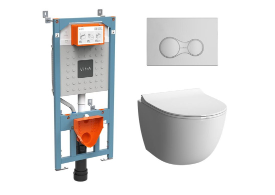 Инсталляция VitrA Sento 9830B003-7207 подвесной унитаз + кнопка