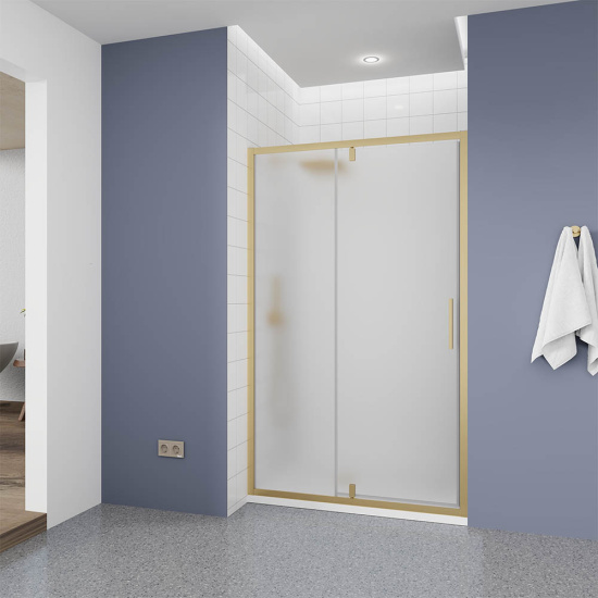 Душевая дверь в нишу Veconi Ottimo P20 G OP20G-110-07-C9, профиль золото брашированное, стекло матовое