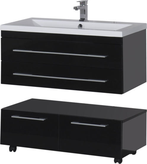 Тумба Aquanet Нота 100 подкатная черная