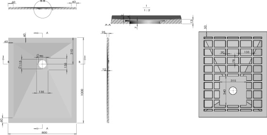 Поддон для душа Vincea VST-4SR8010A 100x80 антрацит, с сифоном