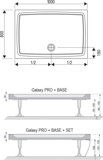 Поддон для душа Ravak Gigant Pro 100х80 Flat