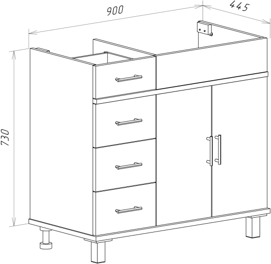 Тумба с раковиной Misty Купер 90 R