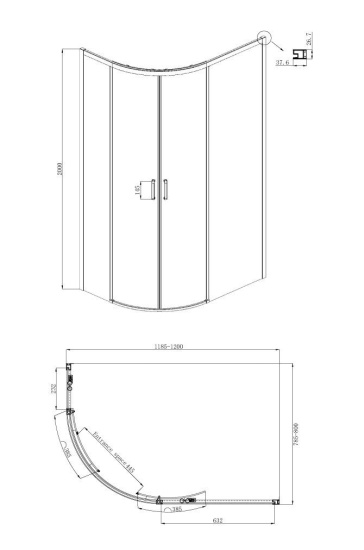 Душевой уголок Ambassador Queen 11011103R 120x80 см