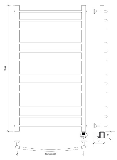 Полотенцесушитель электрический Secado Милан 3 100/50 R, хром