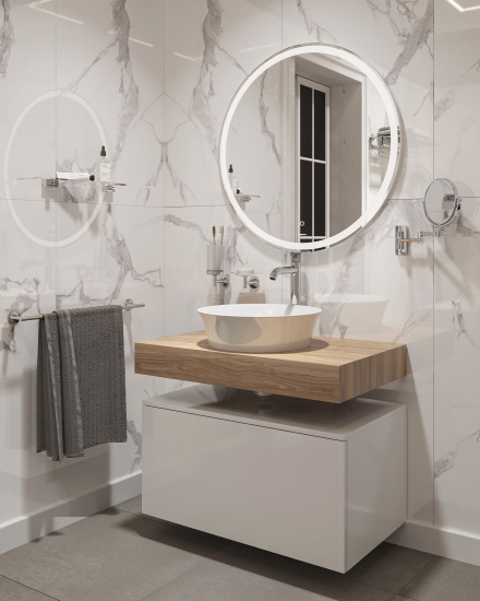 Столешница с раковиной Duravit White Tulip 43, дуб французский, 80, без отверстий + тумба 80