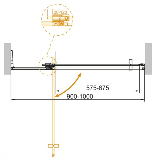 Душевая дверь в нишу Cezares Slider-B-1-90/100-GRIGIO-Cr
