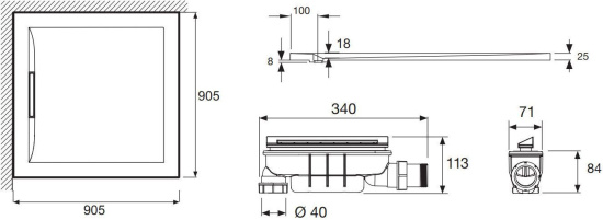 Поддон для душа Jacob Delafon Flight Pure E62321-00 90х90
