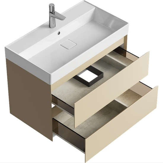 Тумба с раковиной Aqwella 5 stars Geometria 80 подвесная, 2 ящика, морская дюна