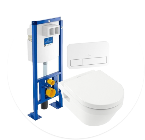 Инсталляция с унитазом Villeroy & Boch Architectura 568CDR01, сиденье микролифт, кнопка смыва белая