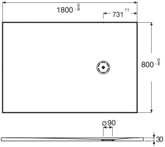 Поддон для душа Jacob Delafon Singulier 180х80 серый сланец с сифоном