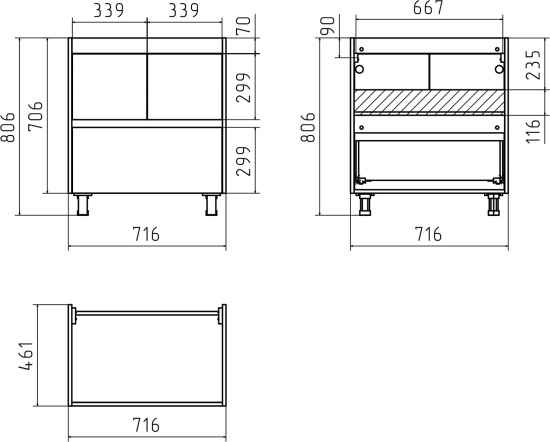 Тумба с раковиной Misty Алиса 75 напольная, белая