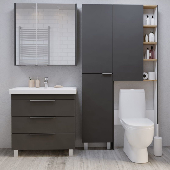 Тумба с раковиной 1MarKa Gaula 80Н черная, 3 ящика