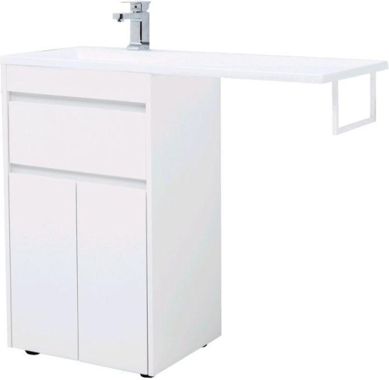 Тумба с раковиной Aquanet Токио 110 L белая напольная, 1 ящик, 2 дверцы