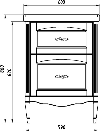 Мебель для ванной ASB-Woodline Римини Nuovo 60 белая, патина серебро