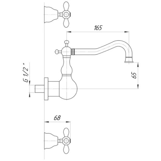 Смеситель для раковины Migliore Princeton Plus ML.PRP-8070 Cr настенный