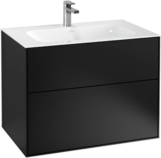 Мебель для ванной Villeroy & Boch Finion 80 black matt lacquer, с настенным освещением