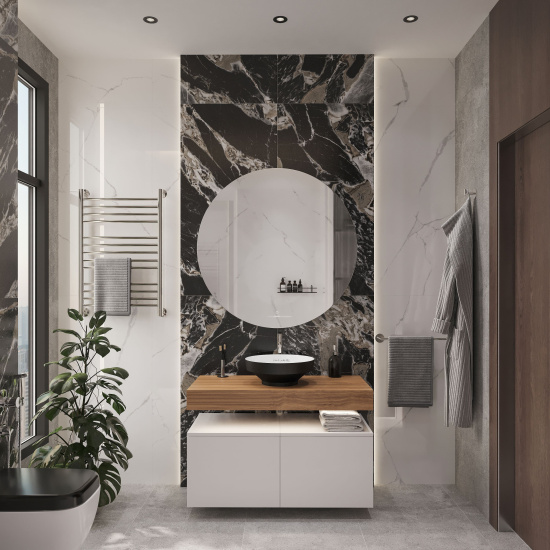 Мебель для ванной Stworki Ольборг 100 столешница дуб французский, без отверстий, 2 тумбы 50, с раковиной Vitra Water jewels