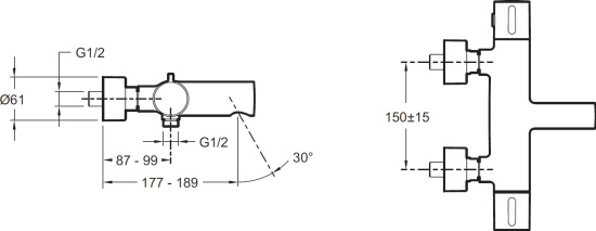 Смеситель для ванны Jacob Delafon Cuff E78520-CP, термостат