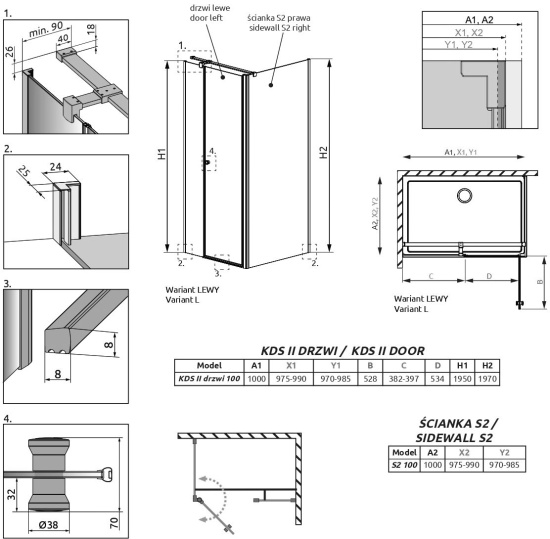 Душевой уголок Radaway EOS KDS II 100x100 L