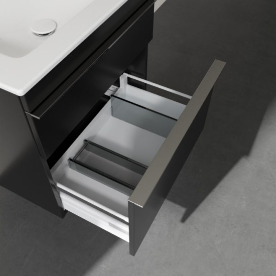 Тумба с раковиной Villeroy & Boch Venticello A92401 60 black matt lacquer, с ручками хром