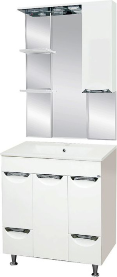 Тумба с раковиной Misty Кристи 75 белая эмаль