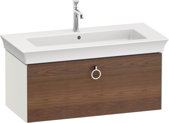 Мебель для ванной Duravit White Tulip 105 с ручкой, американский орех, белый шелковисто-матовый