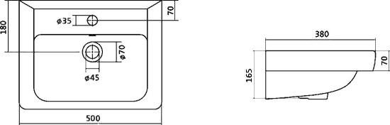 Тумба с раковиной Raval Kub 50 белая, напольная