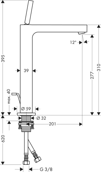 Смеситель для раковины Axor Citterio 39020250 шлифованное золото