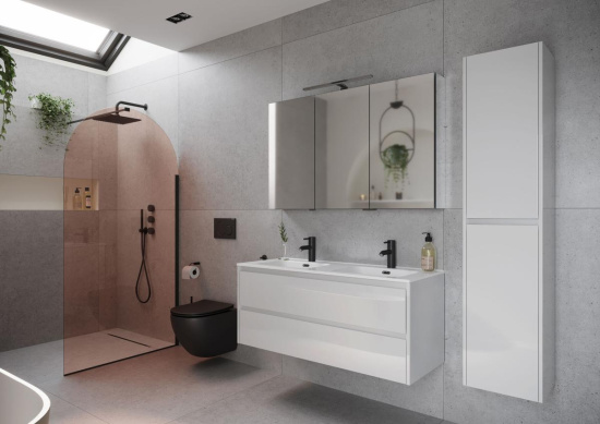 Тумба с раковиной Sancos Libra 120 двойная, белый глянец