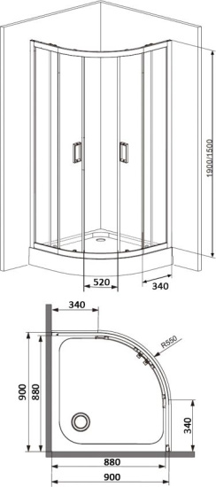 Душевой уголок Damixa Skyline DX35WG-301-090MT