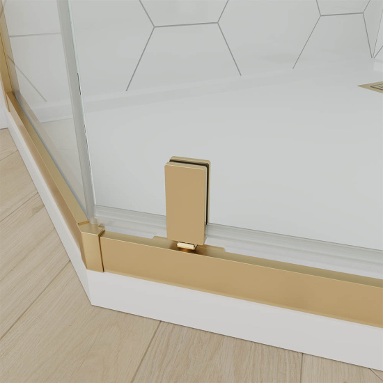 Душевой уголок Veconi Ottimo P10 G 90x90 OP10G-9090-12-C9, профиль золото брашированное, стекло матово-тонированное