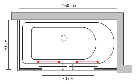 Шторка на ванну GuteWetter Slide Part GV-865 правая 160x70 см стекло бесцветное, профиль хром
