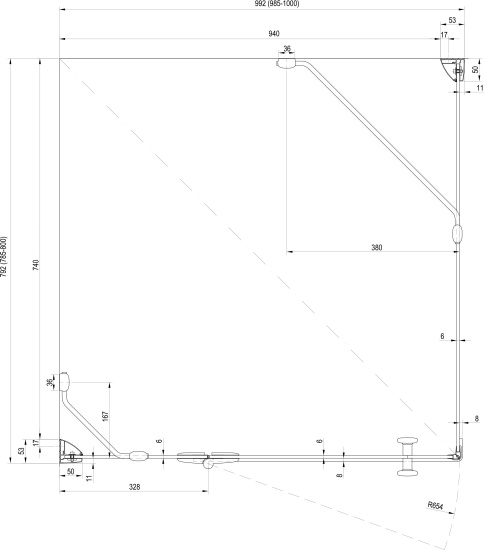 Душевой уголок Ravak SMSD2 100х80 B L Transparent, профиль хром
