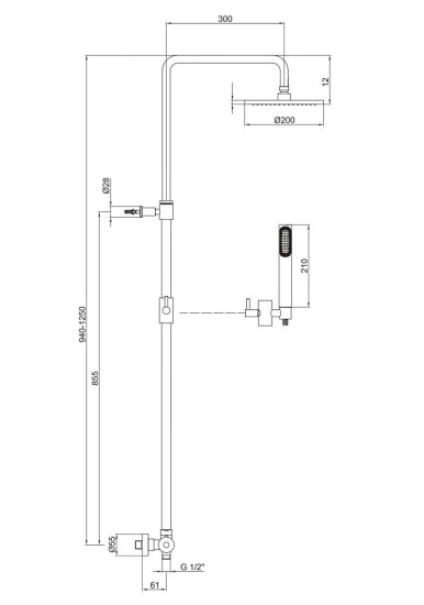 Душевая стойка Fiore Xenon 44NN0964 черная