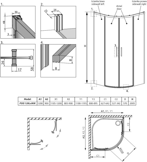 Душевой уголок Radaway Idea PDD 120х90