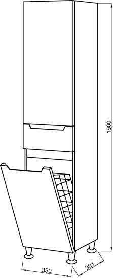Пенал Cerutti SPA Пьемонт 35 правый с бельевой корзиной