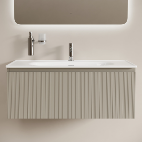 Тумба с раковиной Sancos Code 100 подвесная, серая платина, раковина белая