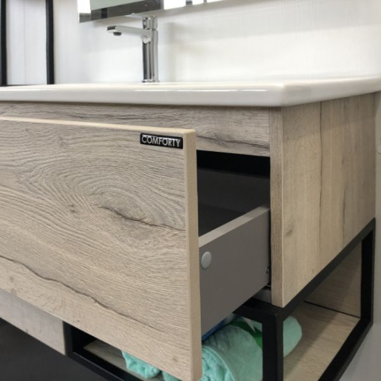 Тумба с раковиной Comforty Мальме 90, подвесная, дуб дымчатый