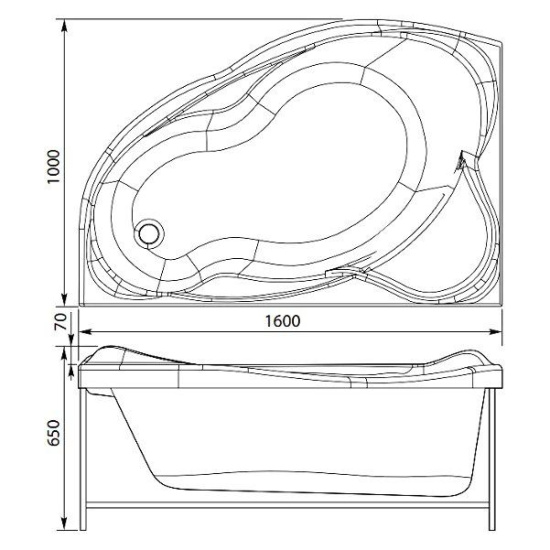 Акриловая ванна Aquanet Jamaica 160 см R
