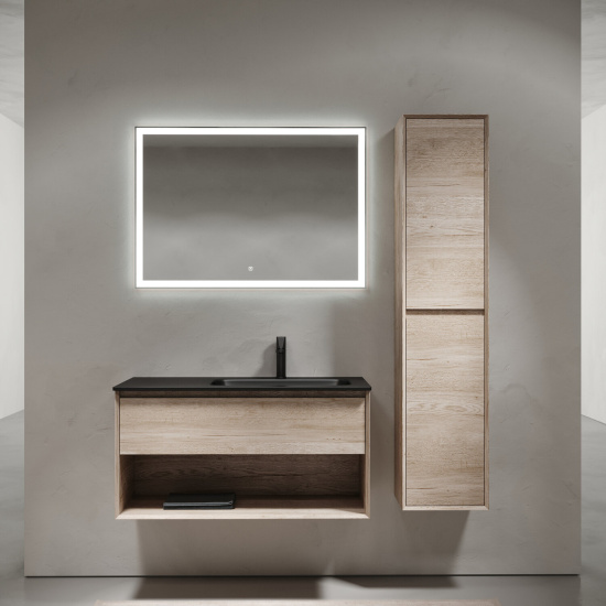 Тумба с раковиной Sancos Marmi 1.0 100 дуб галифакс натуральный правая, MR1.0100REG